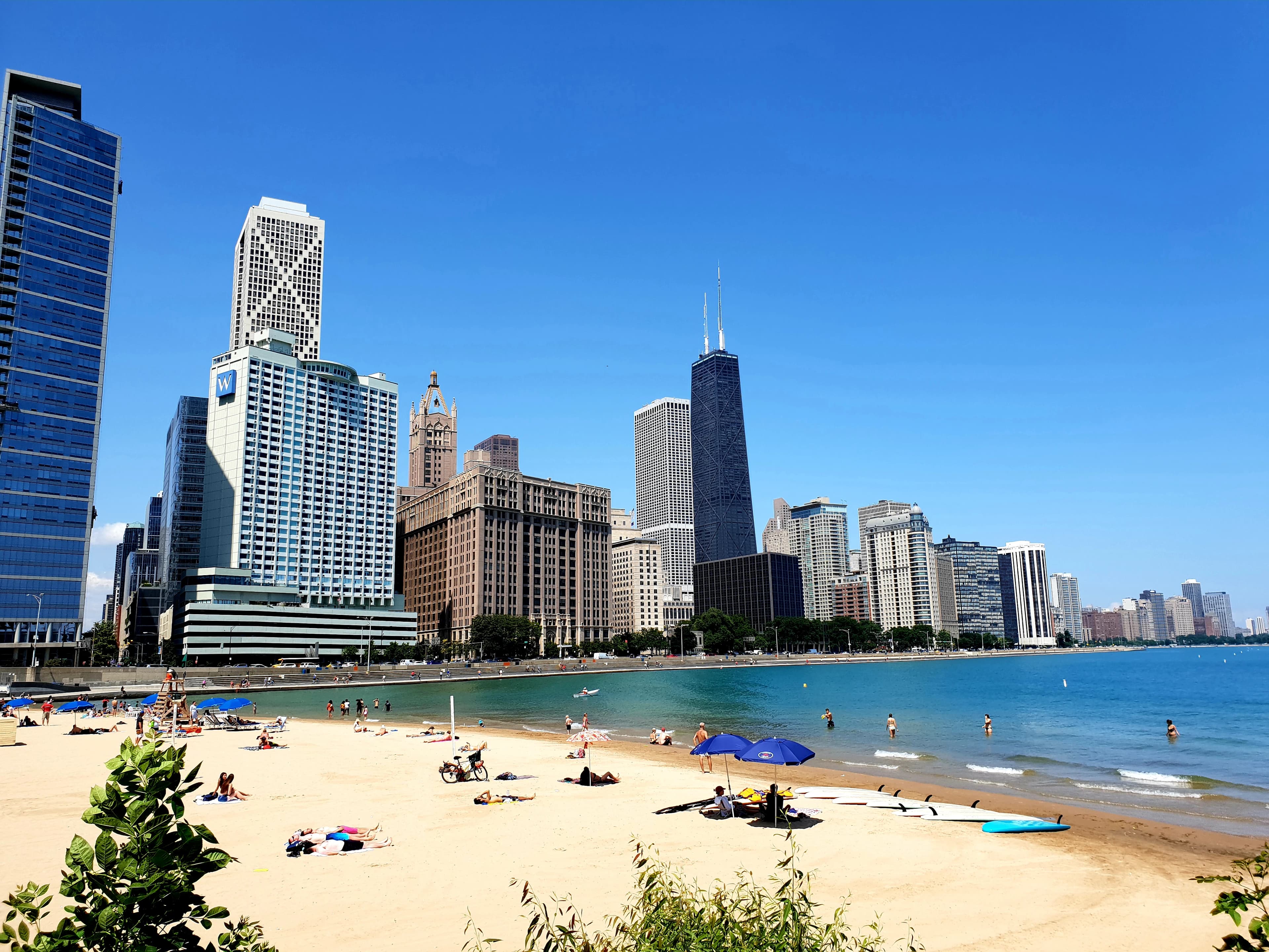 seashore beside high rise buildings