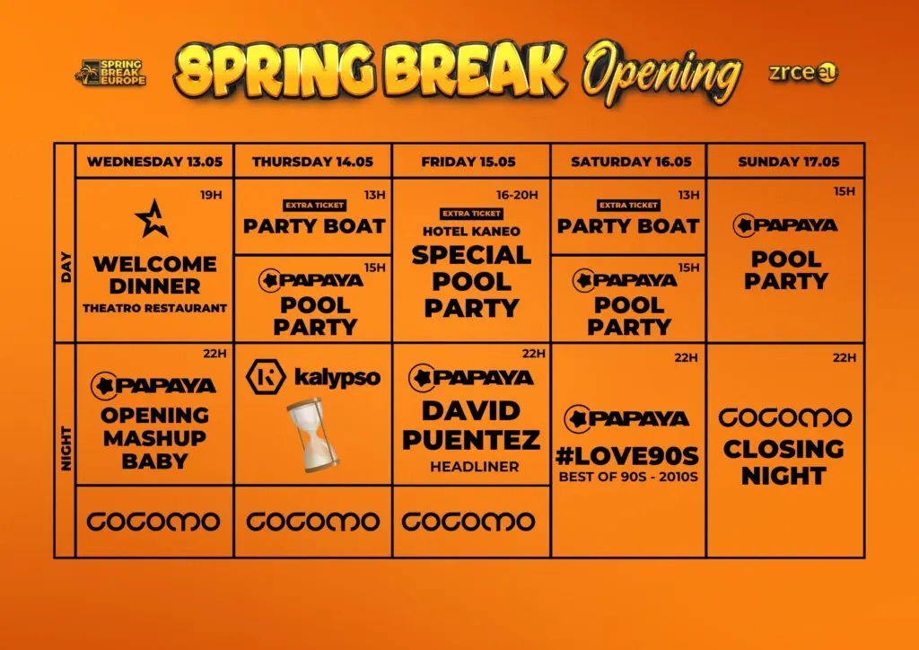 Spring Break Opening 13.05. - 17.05.2026 2