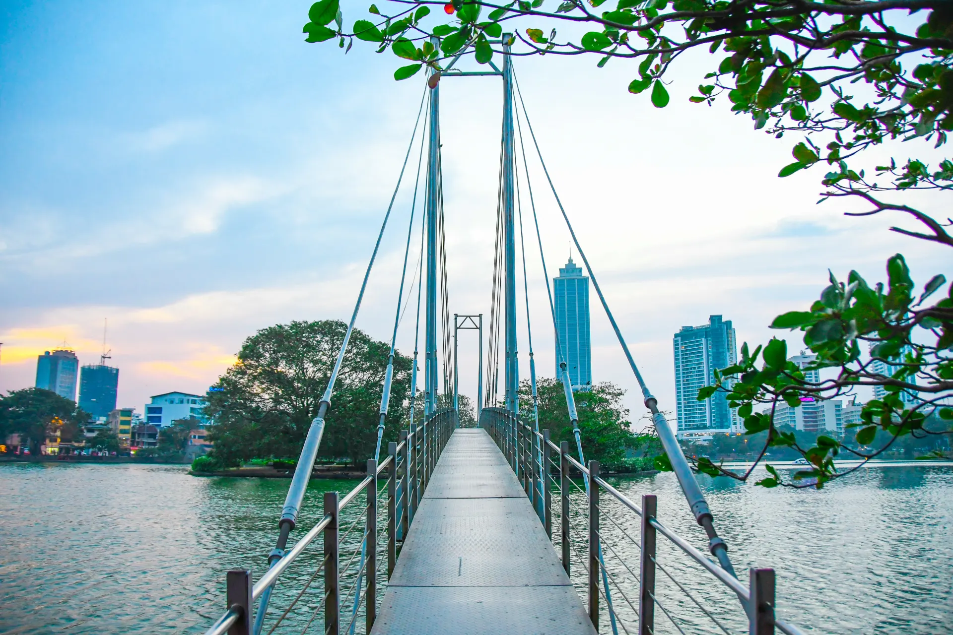a long bridge over a body of water