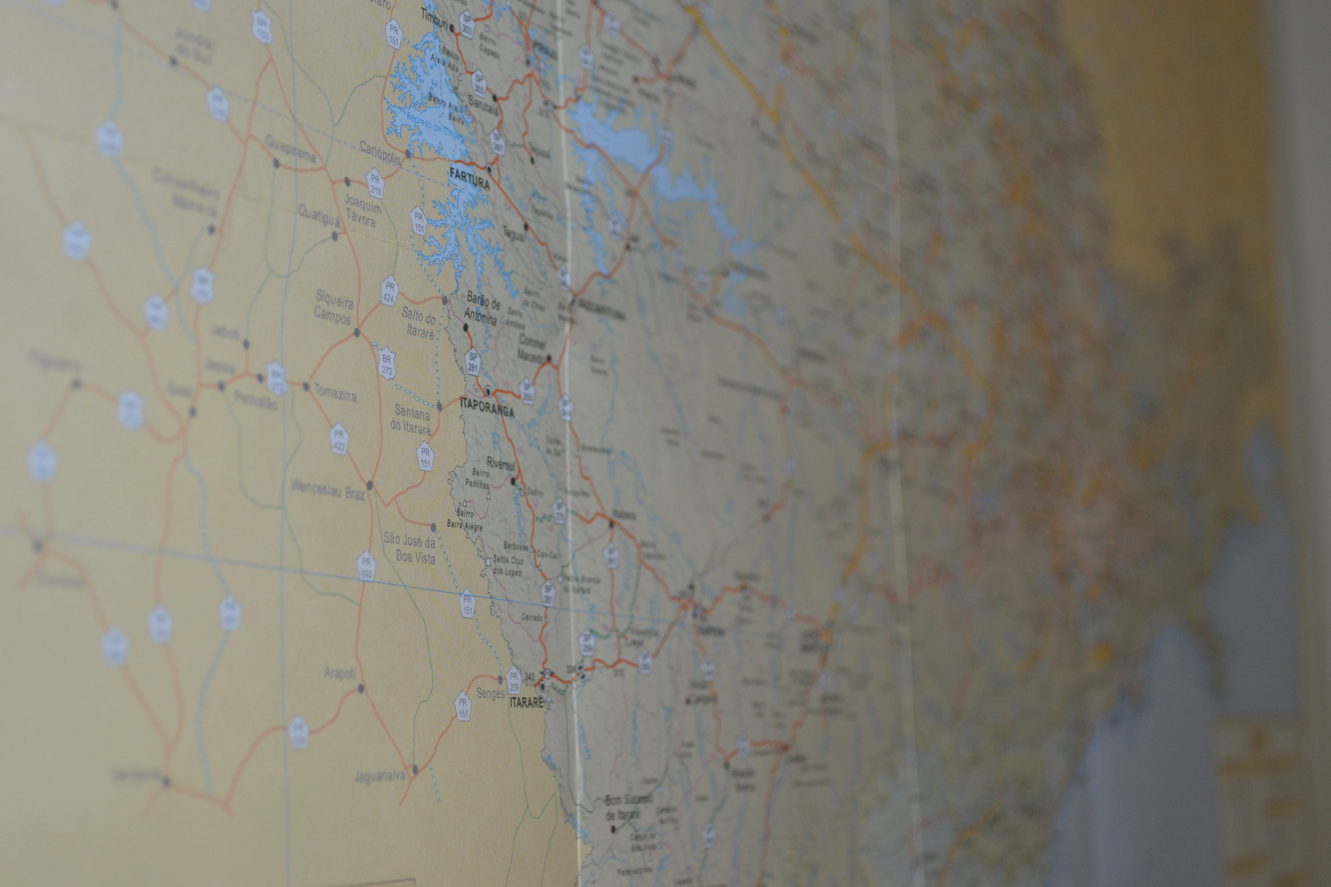 A wall with a large map on it