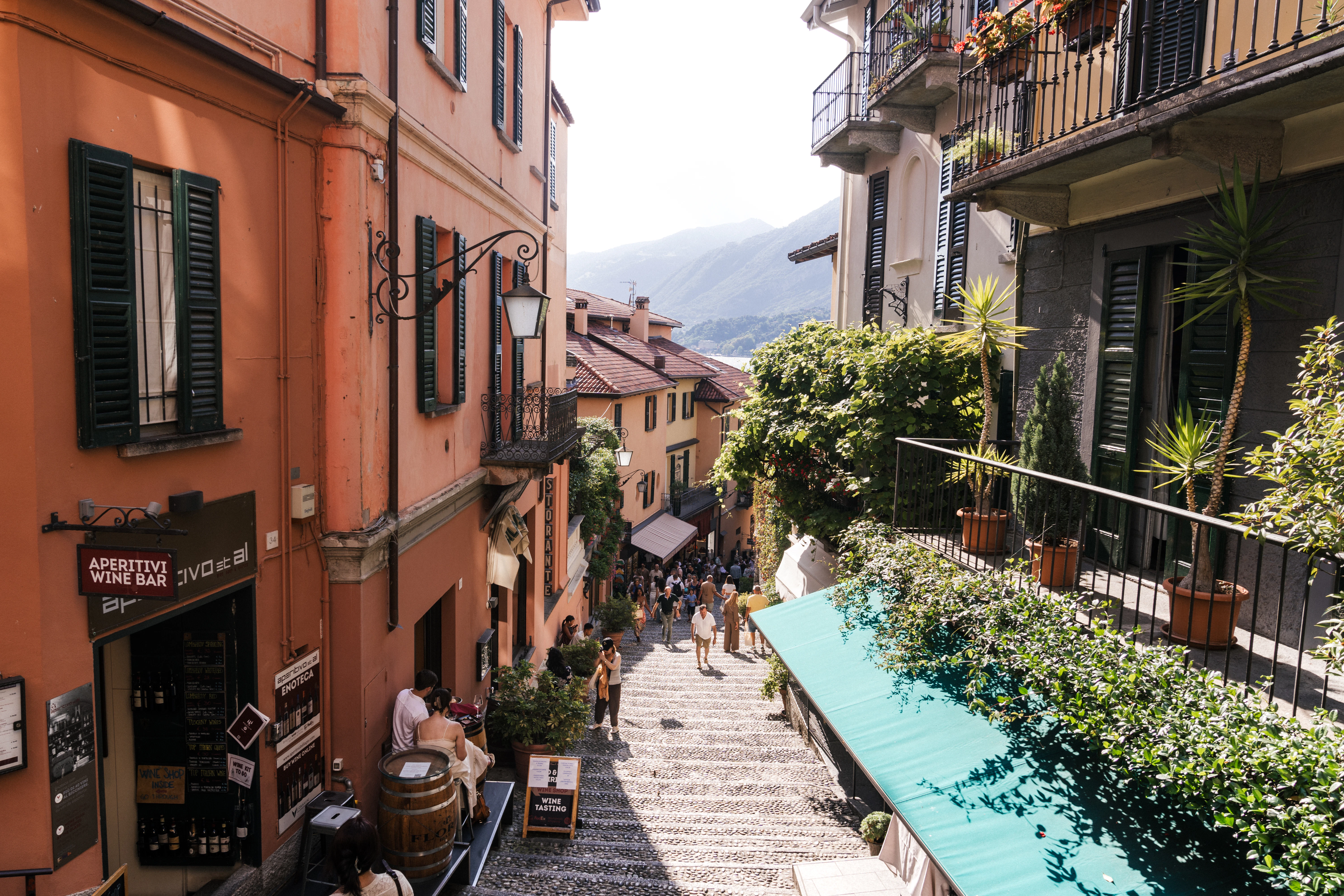 Narrow cobblestone street in a european town